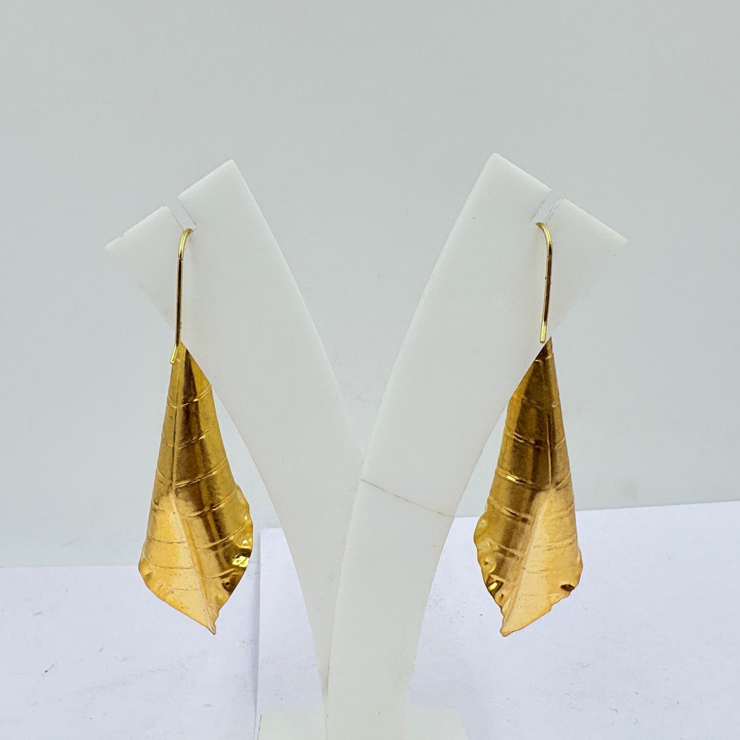 Royal Folded Leaf Earrings – Handcrafted Elegance