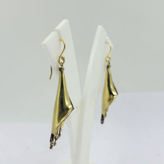 Golden Bloom Drop Earrings – Handmade Floral Design