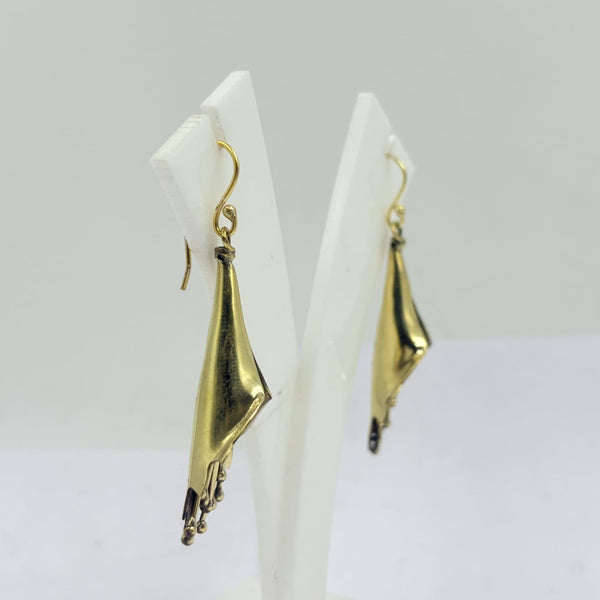 Golden Bloom Drop Earrings – Handmade Floral Design
