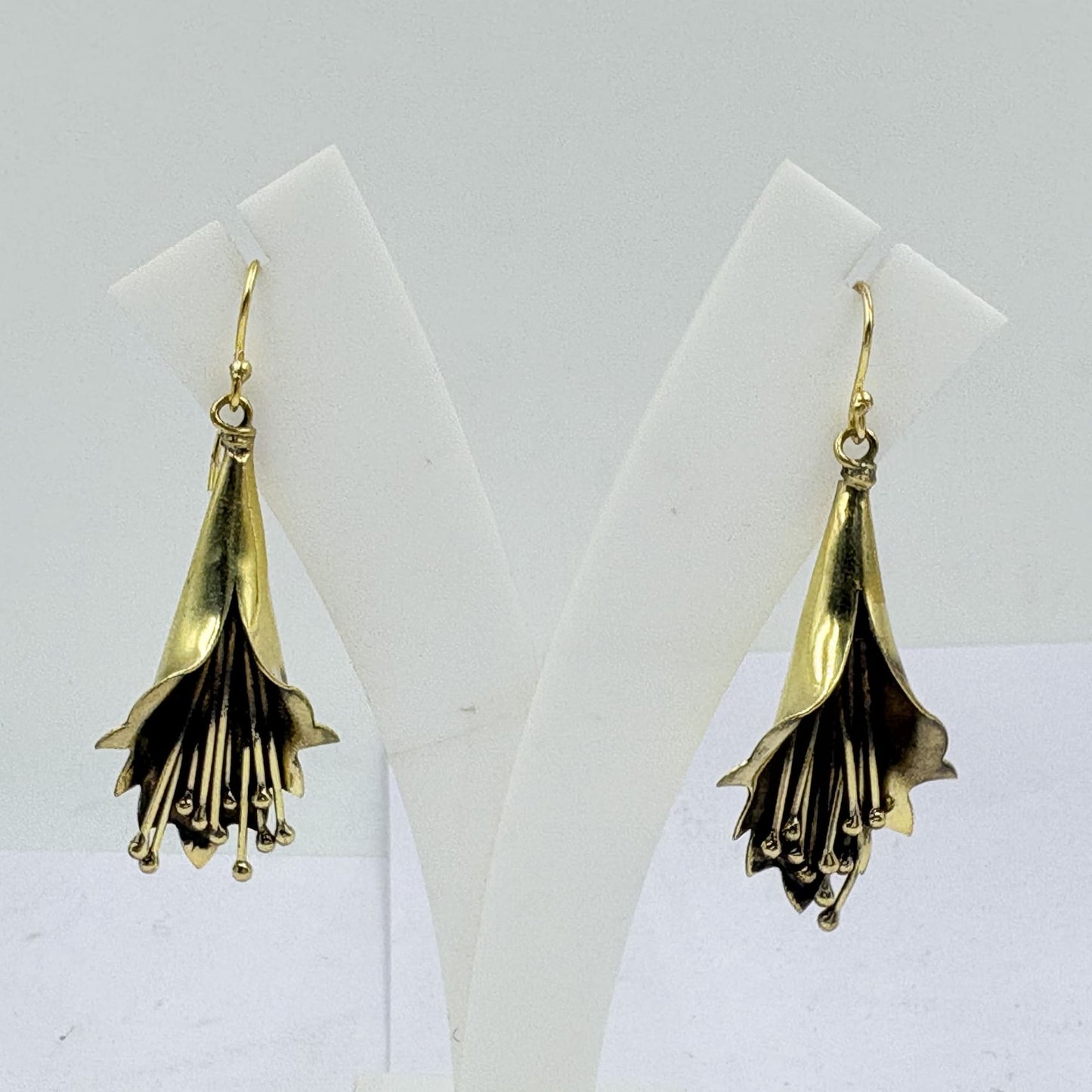 Golden Bloom Drop Earrings – Handmade Floral Design