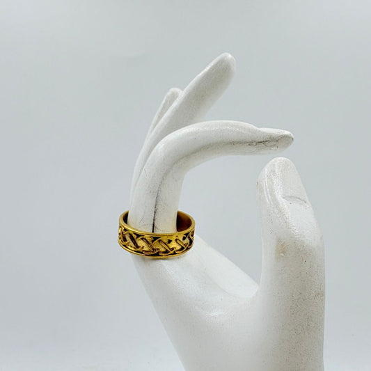 Golden Textured Handmade Brass Band Ring