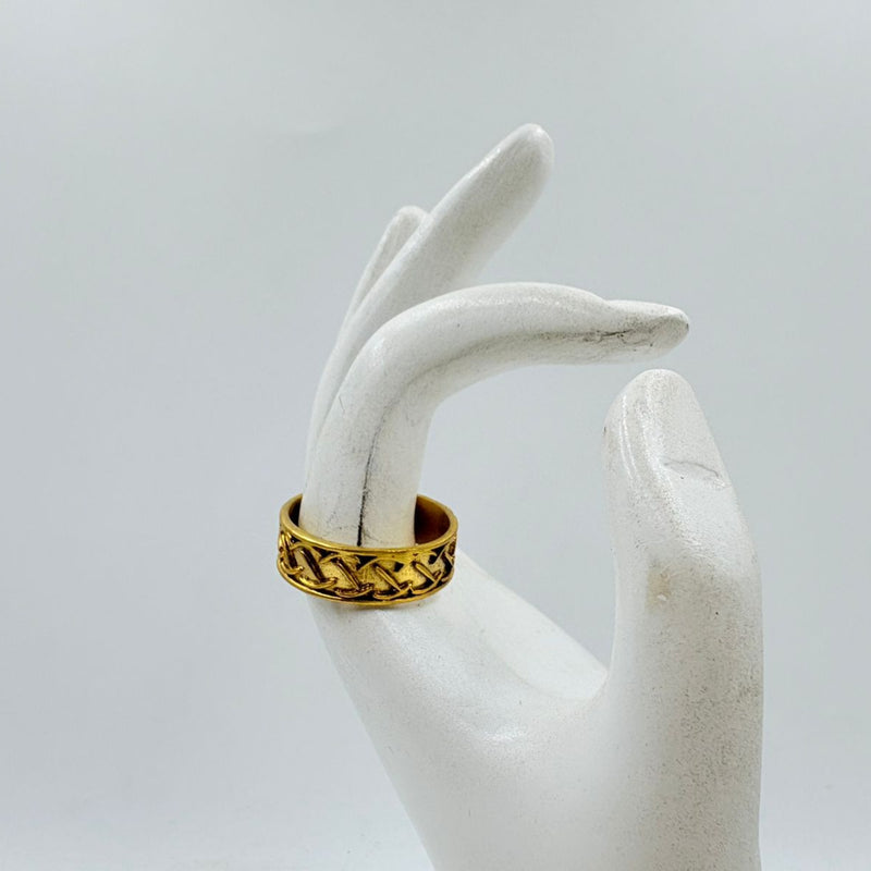 Golden Textured Handmade Brass Band Ring