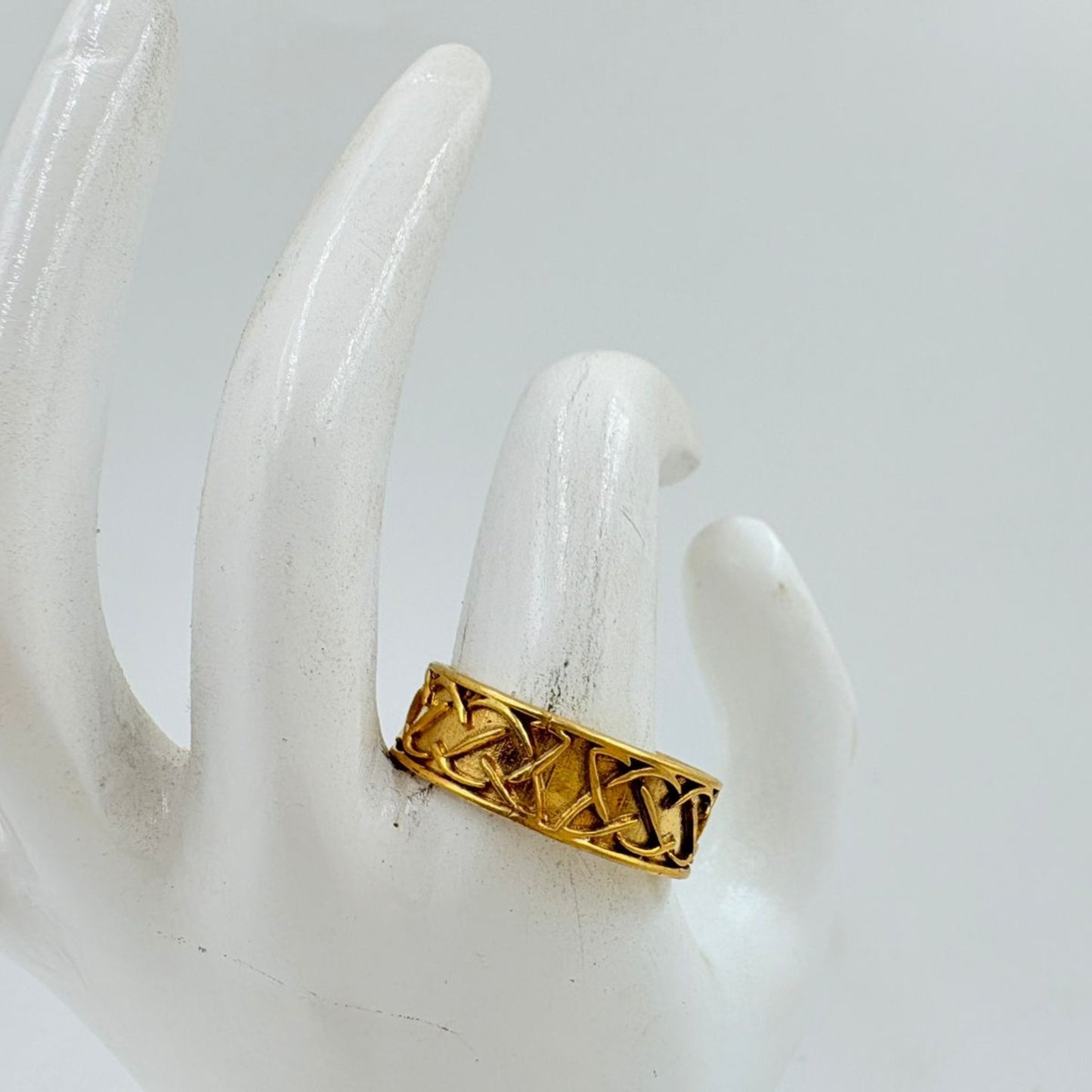 Golden Textured Handmade Brass Band Ring