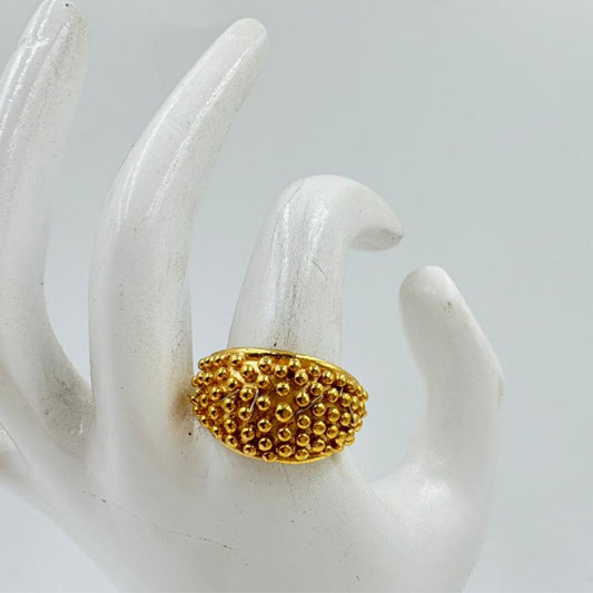 Golden Dome Textured Brass Ring