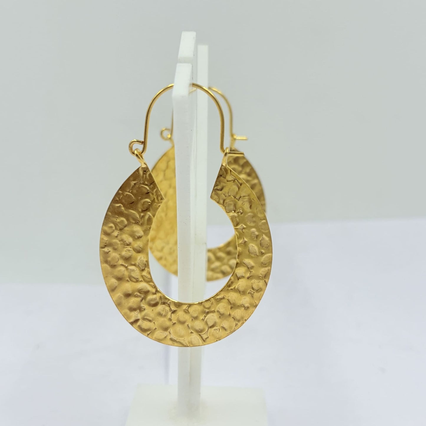 Golden Hammered Hoop Earrings – Modern Boho Shine