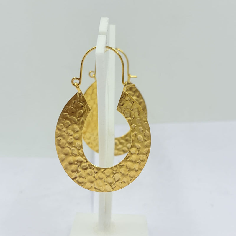 Golden Hammered Hoop Earrings – Modern Boho Shine