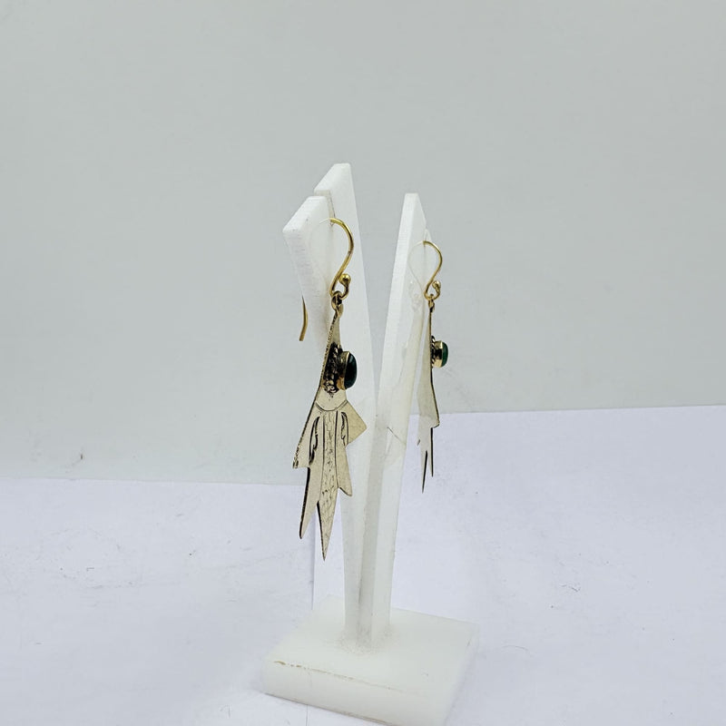 Green Onyx Geometric Earrings – Bold Artisan Design