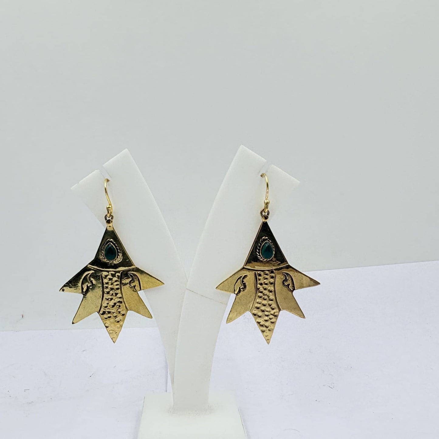 Green Onyx Geometric Earrings – Bold Artisan Design