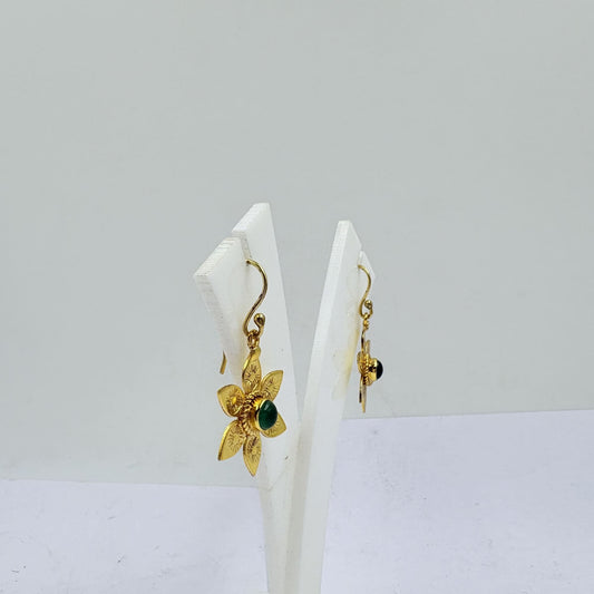 Green Onyx Floral Earrings – Elegant Handcrafted Bloom