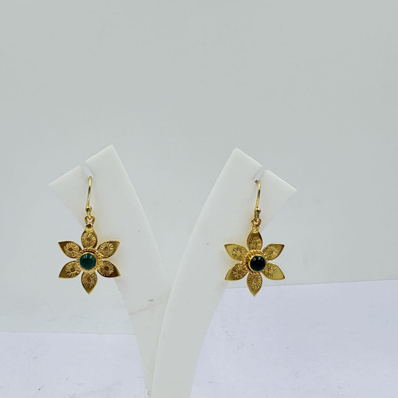 Green Onyx Floral Earrings – Elegant Handcrafted Bloom
