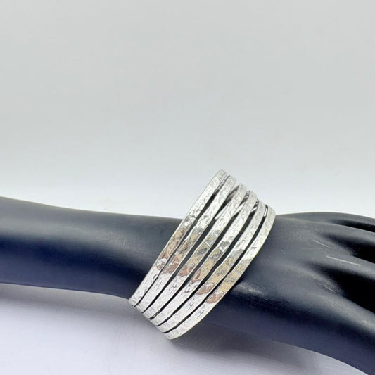 Radiant Hammered Texture Silver Designer Bangle