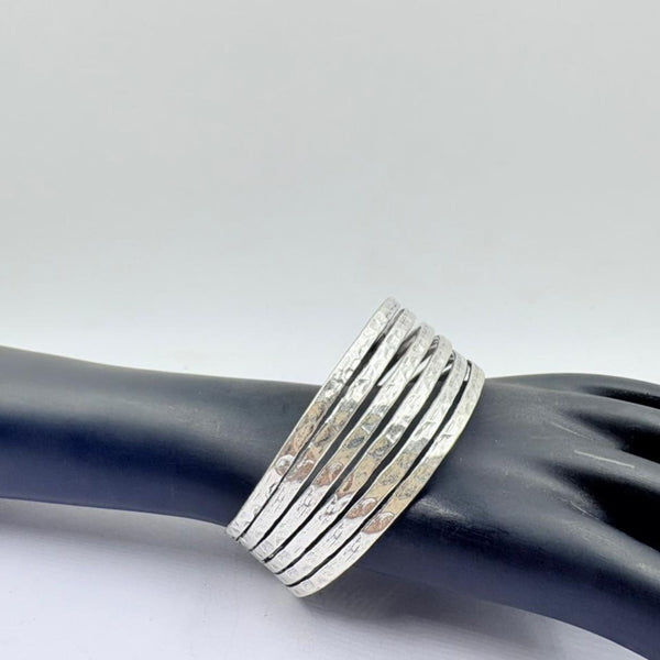 Radiant Hammered Texture Silver Designer Bangle