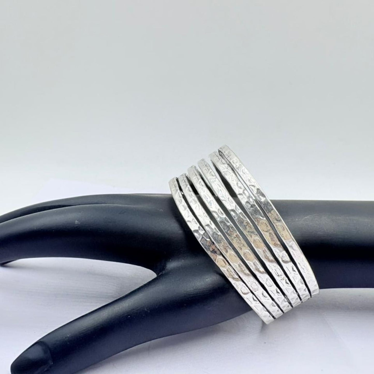 Radiant Hammered Texture Silver Designer Bangle