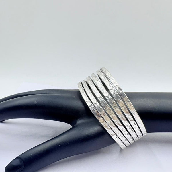 Radiant Hammered Texture Silver Designer Bangle