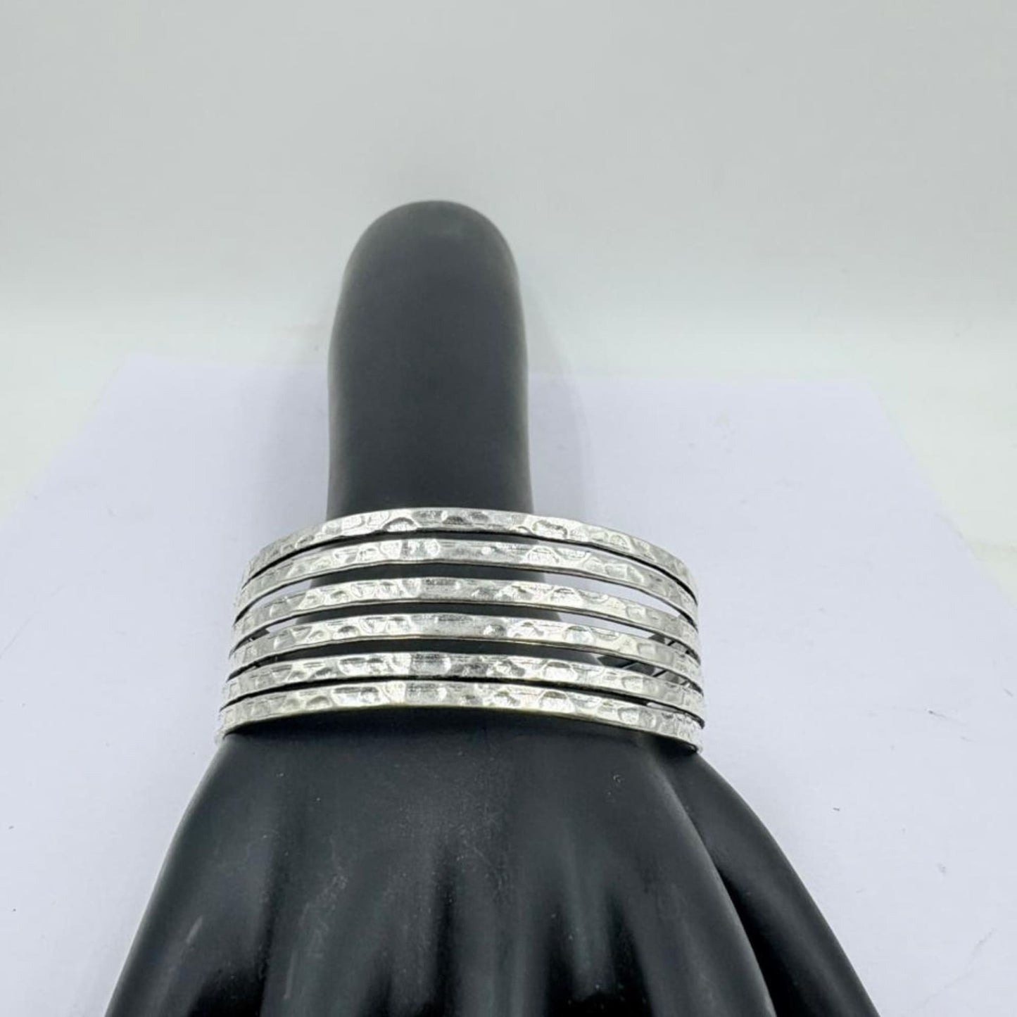 Radiant Hammered Texture Silver Designer Bangle