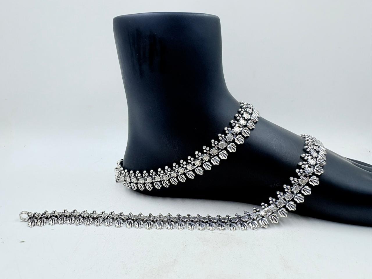 Heavy Silver Anklet with Antique Polish