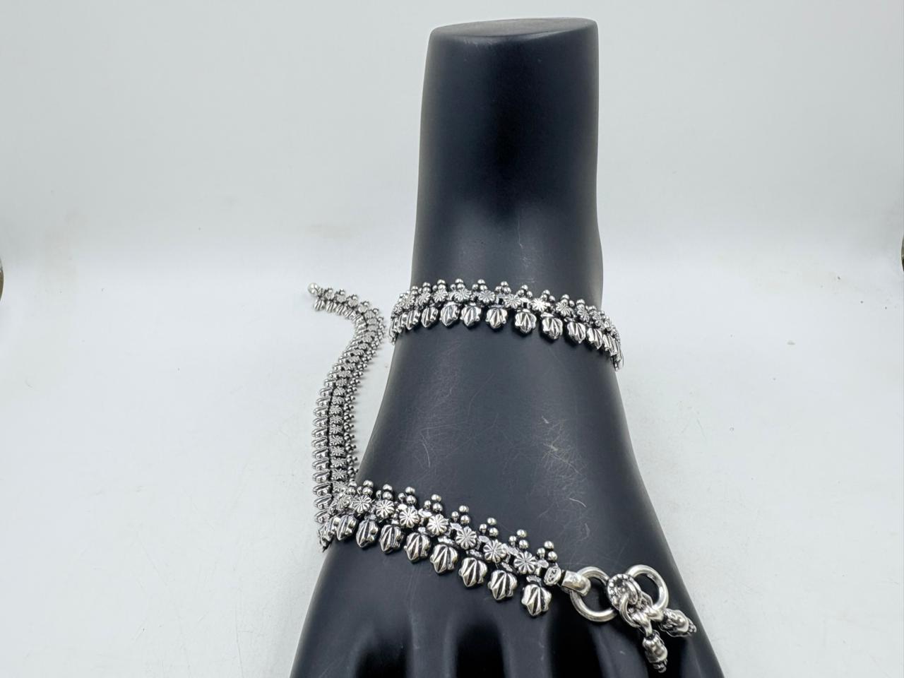 Heavy Silver Anklet with Antique Polish