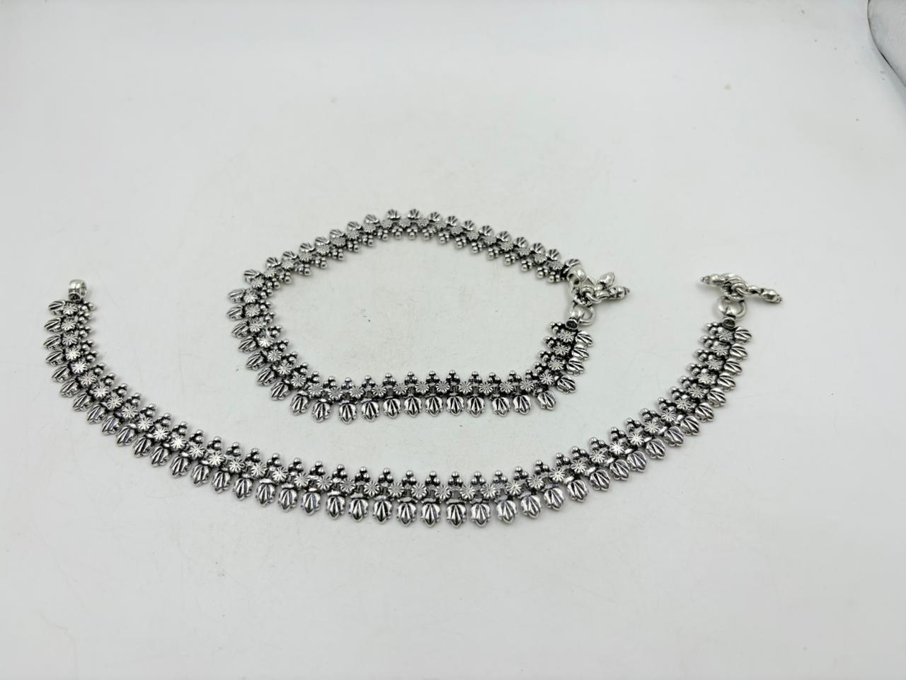 Heavy Silver Anklet with Antique Polish