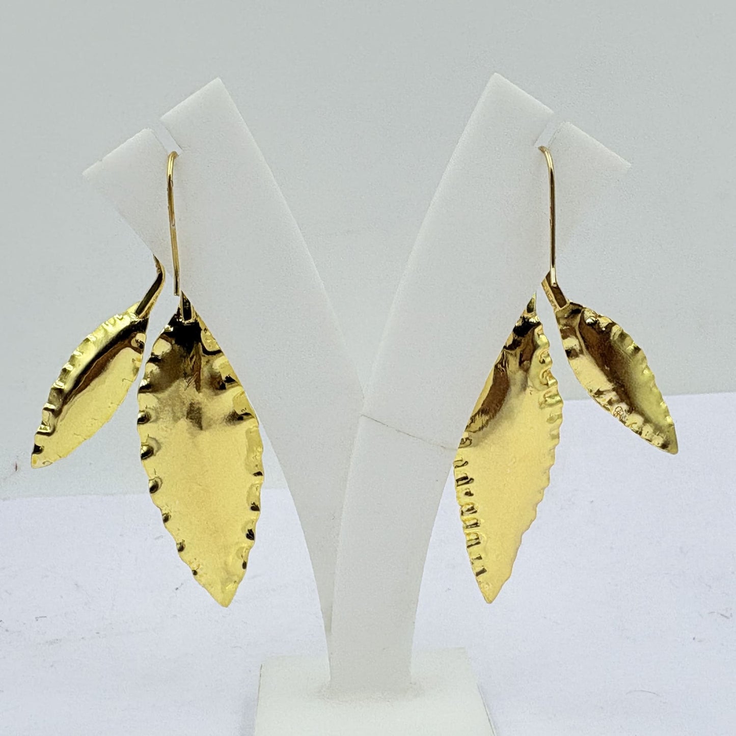 Golden Double Leaf Earrings – Nature-Inspired Elegance
