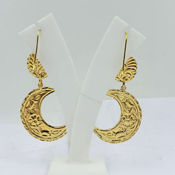 Golden Moon Drop Earrings – Handcrafted Celestial Charm