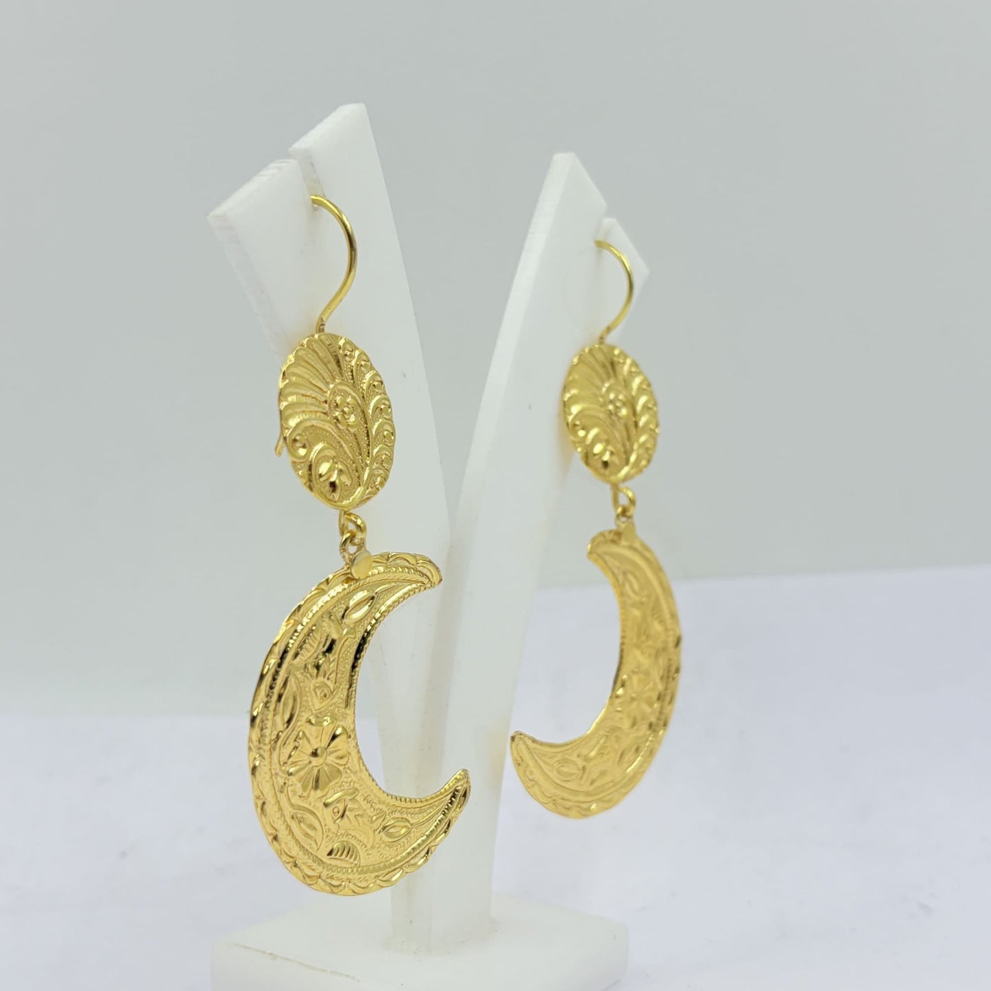 Golden Moon Drop Earrings – Handcrafted Celestial Charm