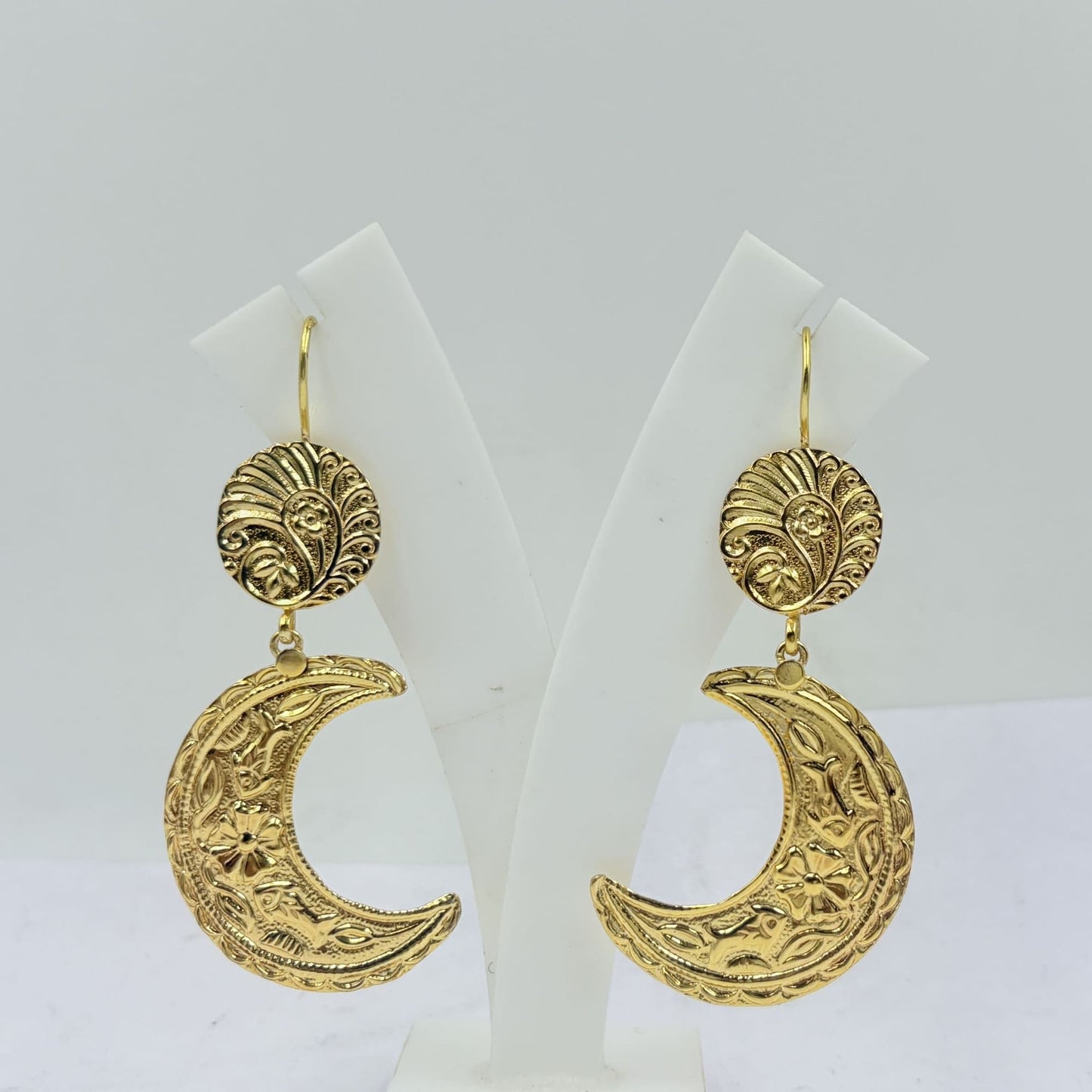 Golden Moon Drop Earrings – Handcrafted Celestial Charm