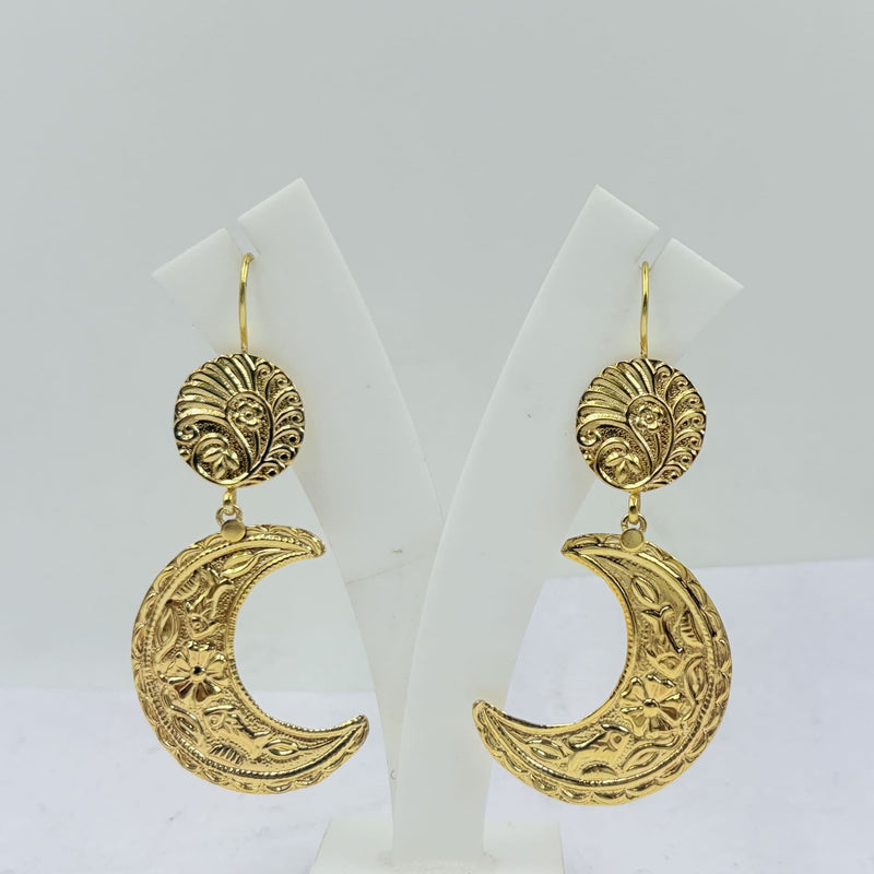 Golden Moon Drop Earrings – Handcrafted Celestial Charm
