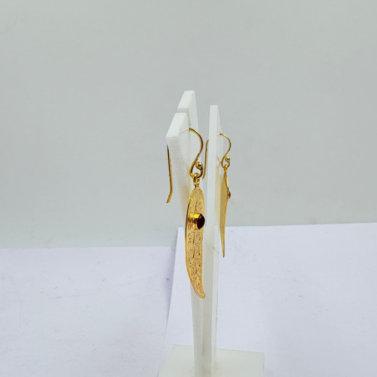 Handmade Red Onyx Gold Plated Designer Earrings