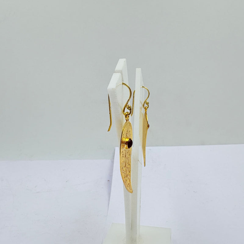 Handmade Red Onyx Gold Plated Designer Earrings