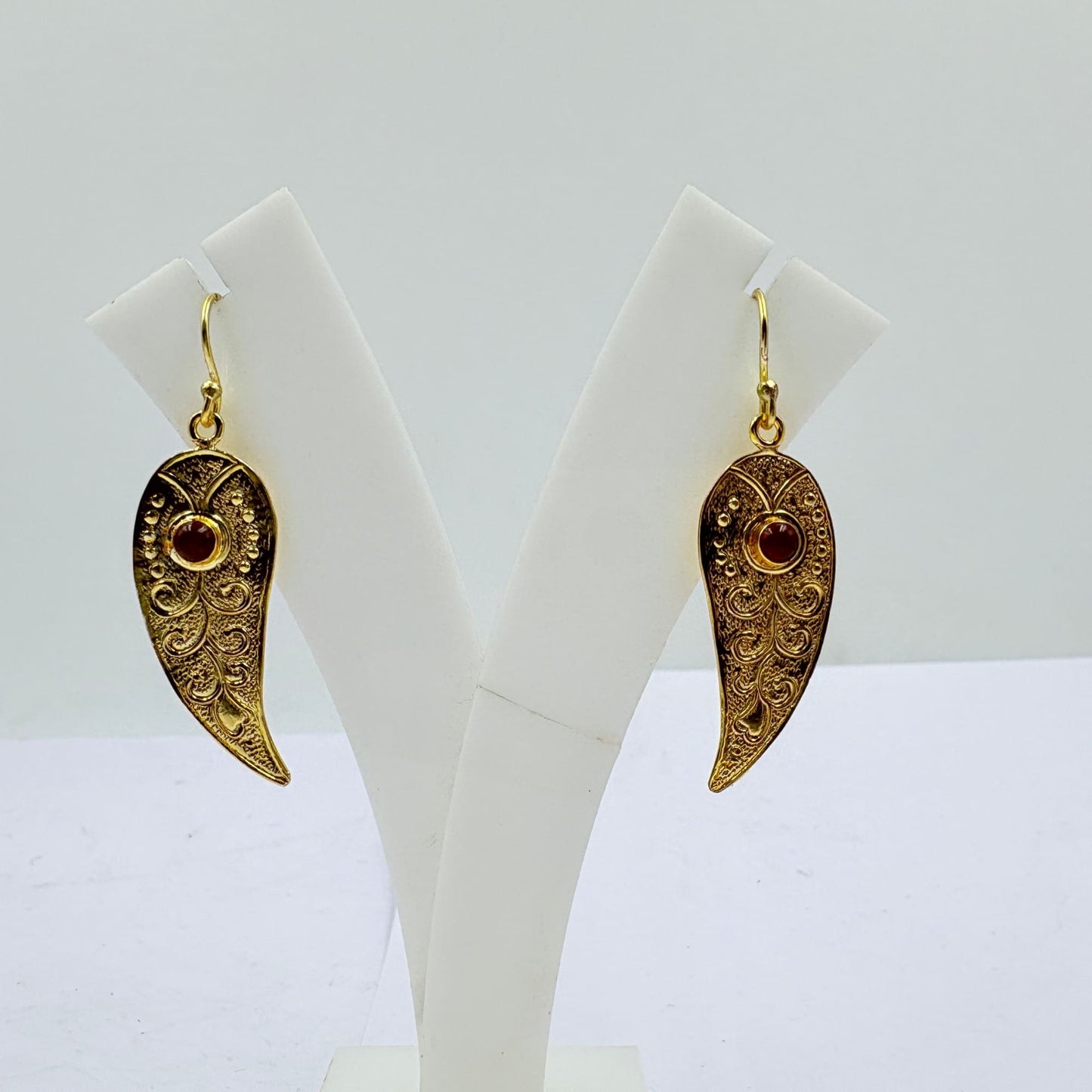 Handmade Red Onyx Gold Plated Designer Earrings
