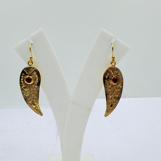 Handmade Red Onyx Gold Plated Designer Earrings