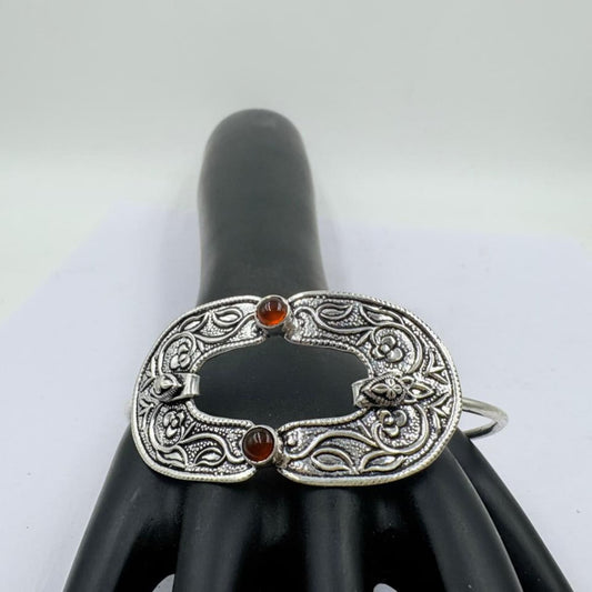 Royal Red Onyx Antique Silver Designer Bangle