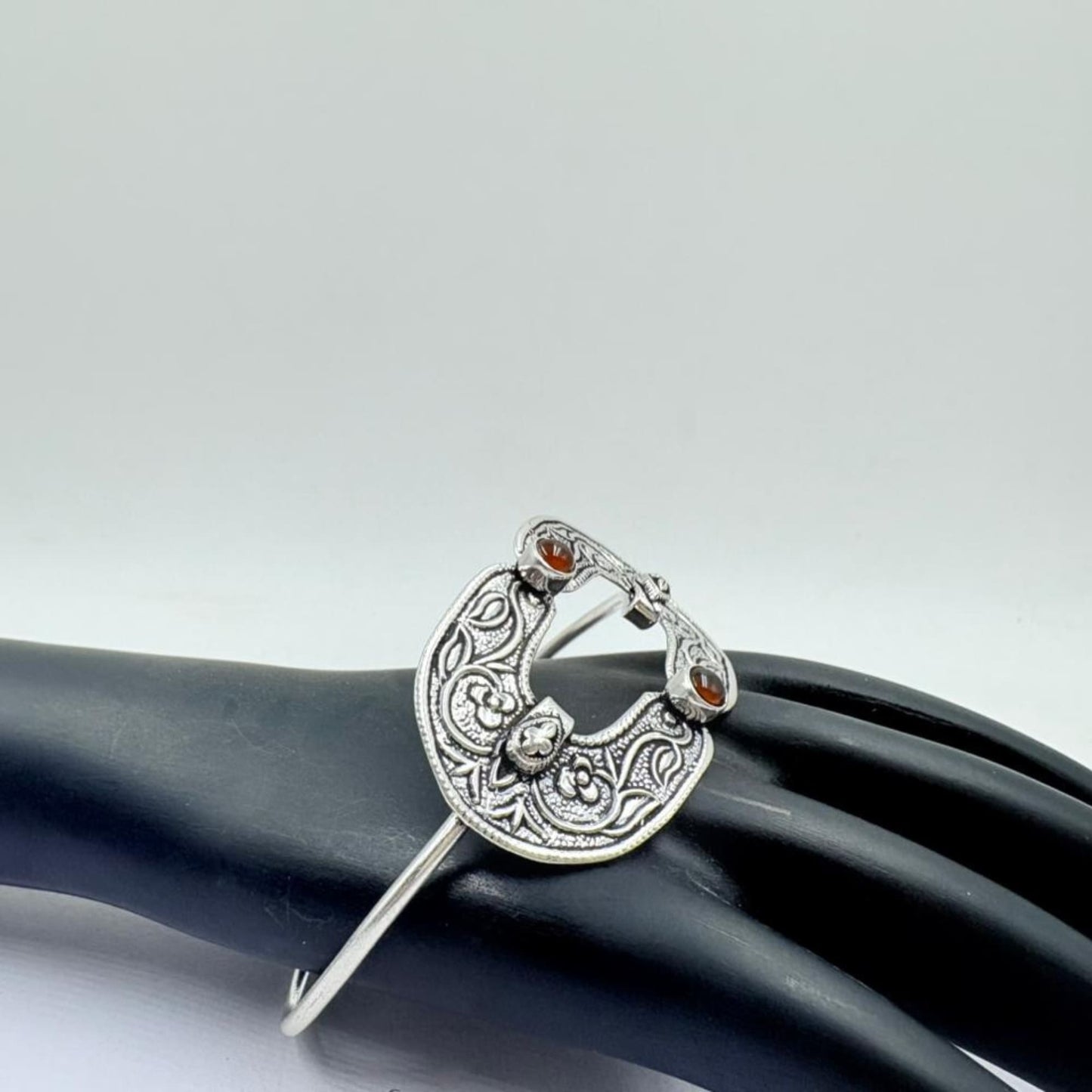 Royal Red Onyx Antique Silver Designer Bangle