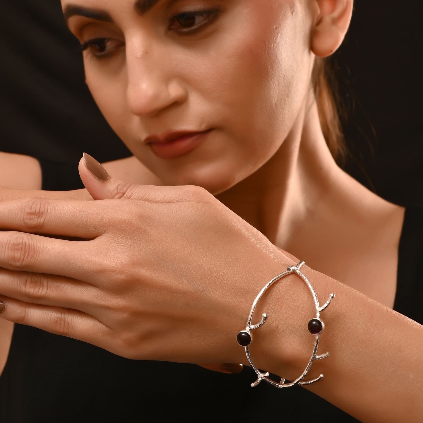 Handmade 92.5 Sterling Silver Remothist Stone Luxury Jewellery Bangle – Adjustable Designer Cuff