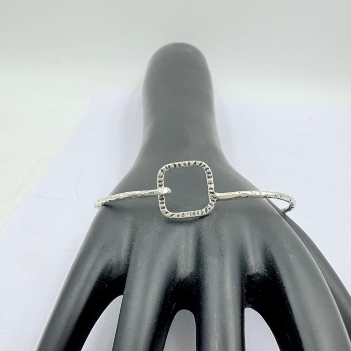 Minimal Square Frame Silver Handcrafted Bangle