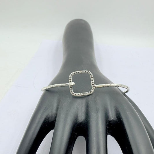 Minimal Square Frame Silver Handcrafted Bangle