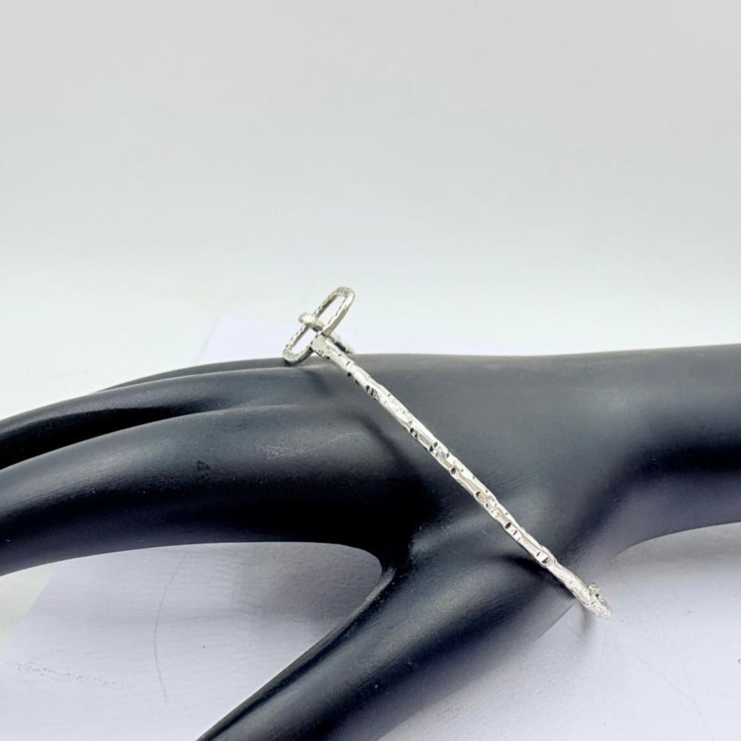 Minimal Square Frame Silver Handcrafted Bangle