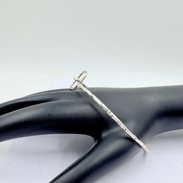 Minimal Square Frame Silver Handcrafted Bangle