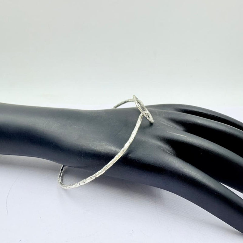 Minimal Square Frame Silver Handcrafted Bangle