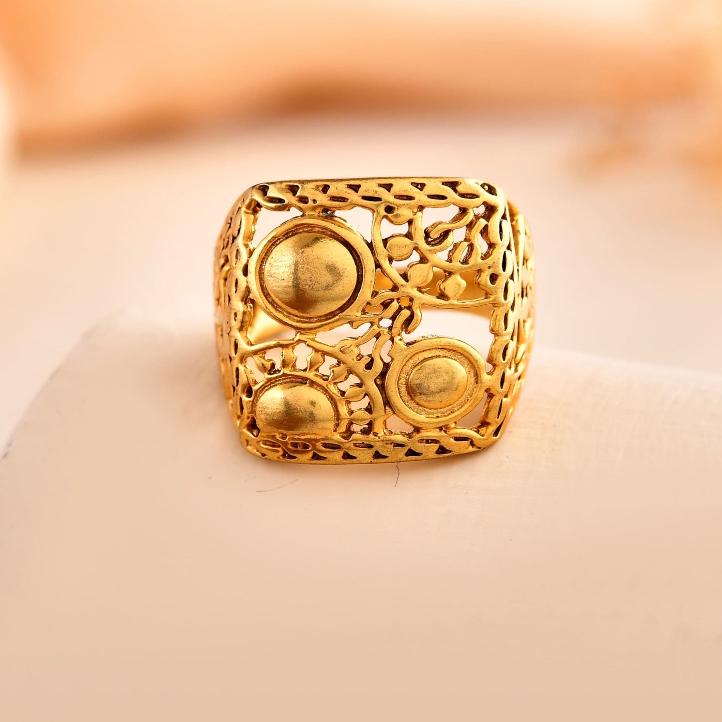 Super Design Brass Ring – 18K Gold Plated, Statement Ring for Men & Women