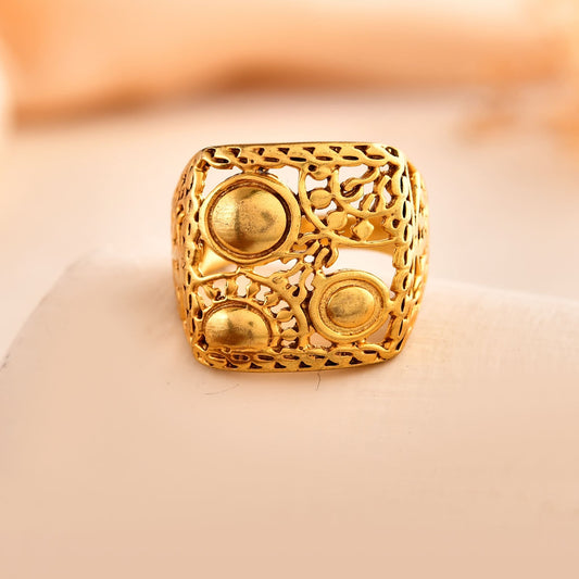 Super Design Brass Ring – 18K Gold Plated, Statement Ring for Men & Women