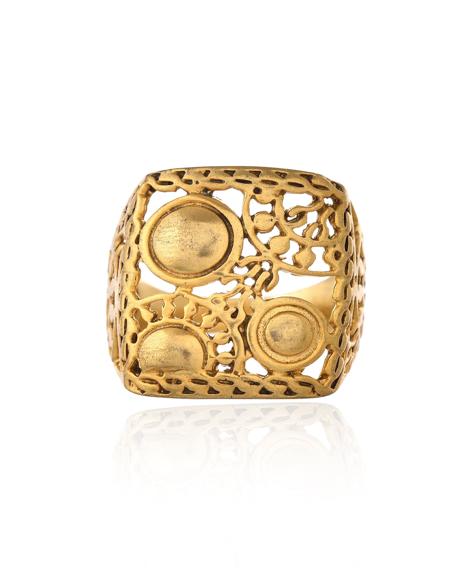 Super Design Brass Ring – 18K Gold Plated, Statement Ring for Men & Women