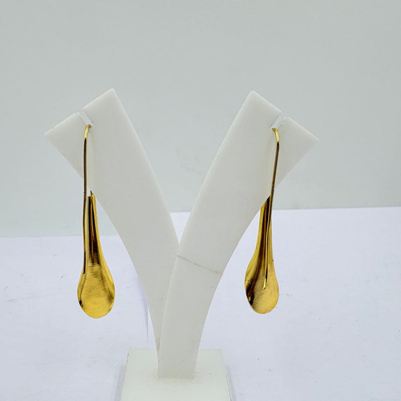 Golden Teardrop Floral Earrings – Elegant Handmade
