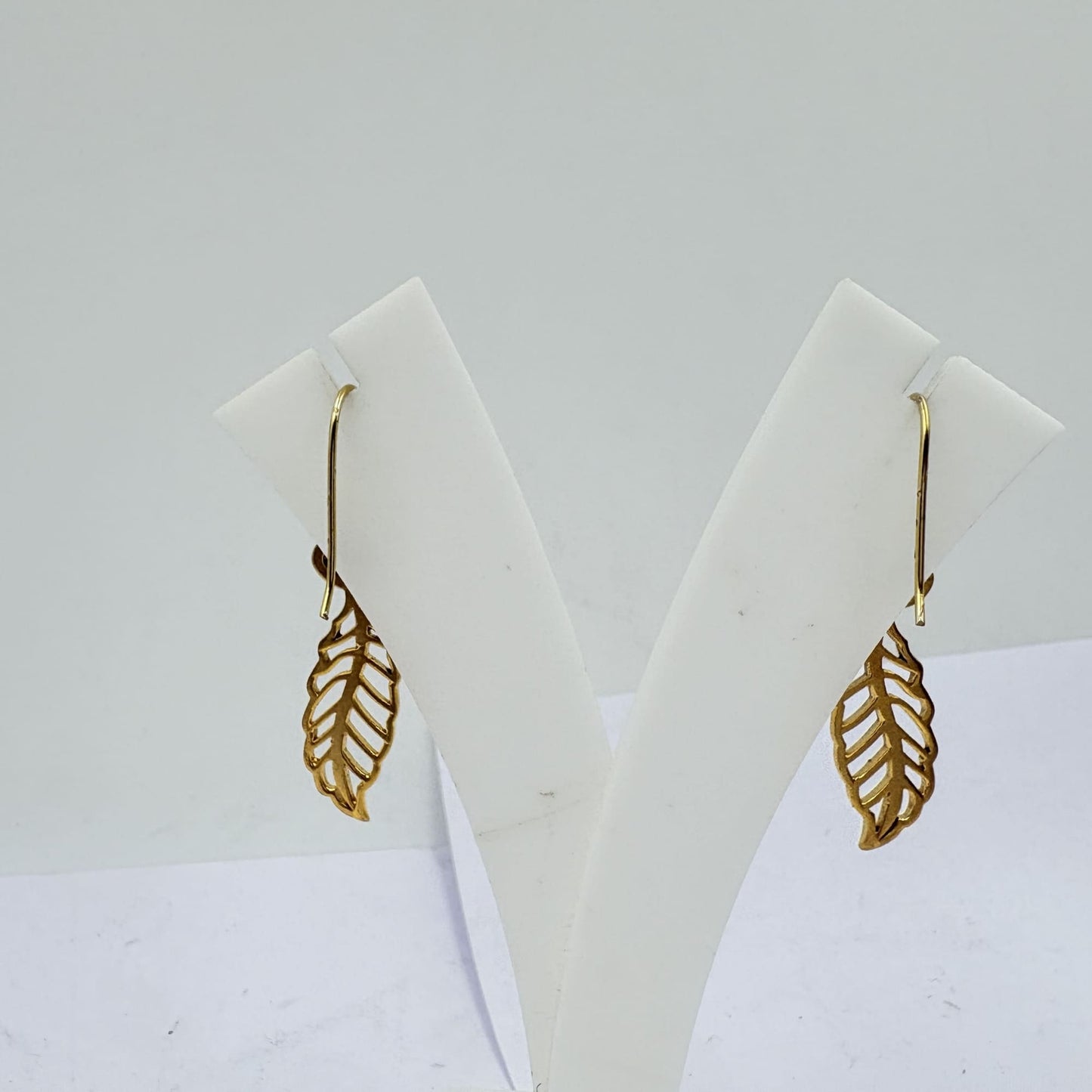 Tiger Stone Leaf Earrings – Handcrafted Golden Glow