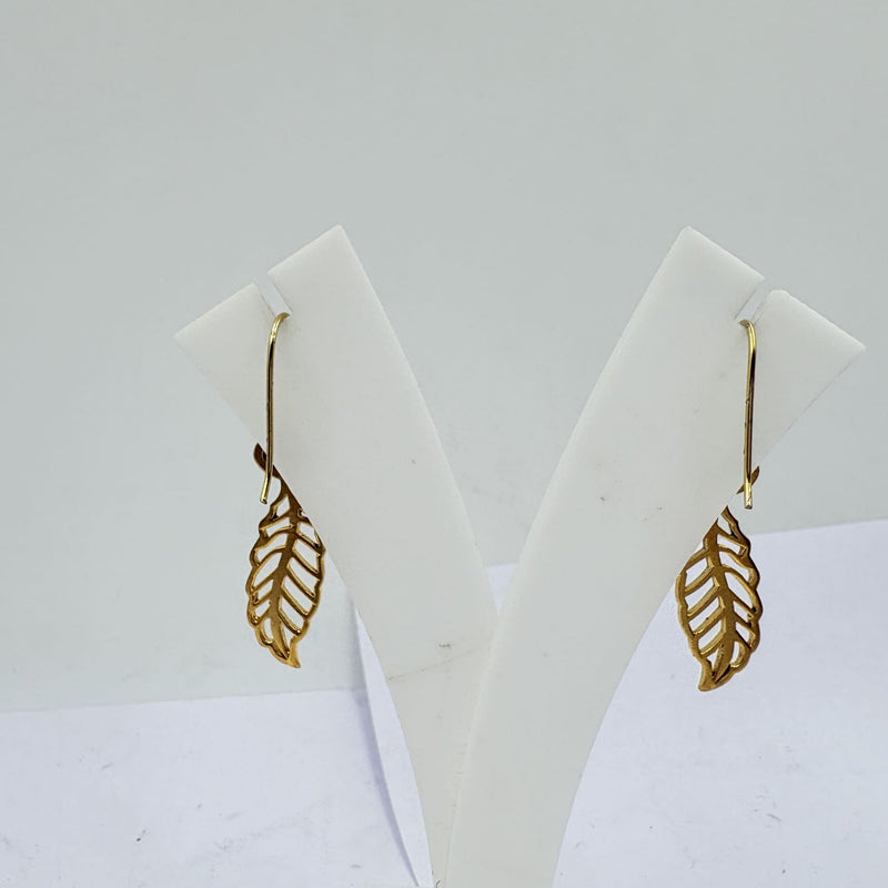 Tiger Stone Leaf Earrings – Handcrafted Golden Glow