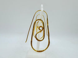 Brass Spiral Dangle Earrings with 18K Gold Plating – Artistic Long Loop Design