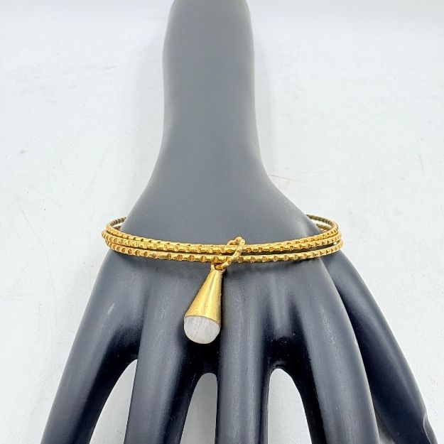Aurora White Howlite Cone Brass Bangle