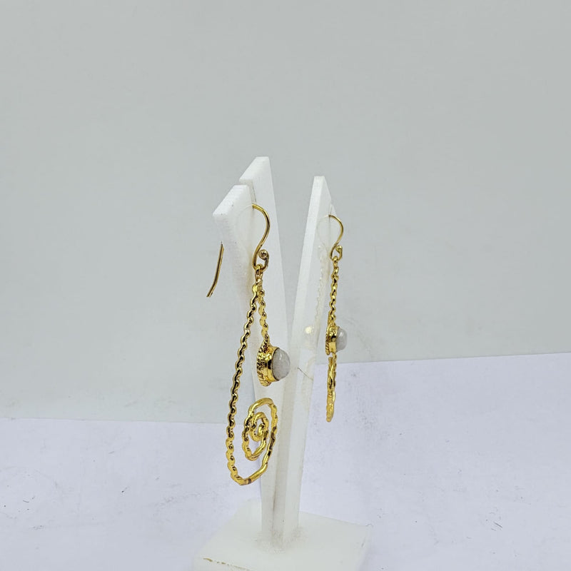 White Rainbow Spiral Drop Earrings – Handcrafted Charm