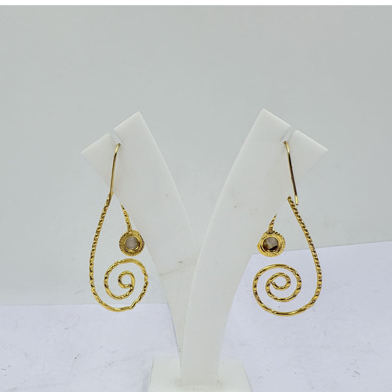 White Rainbow Spiral Drop Earrings – Handcrafted Charm