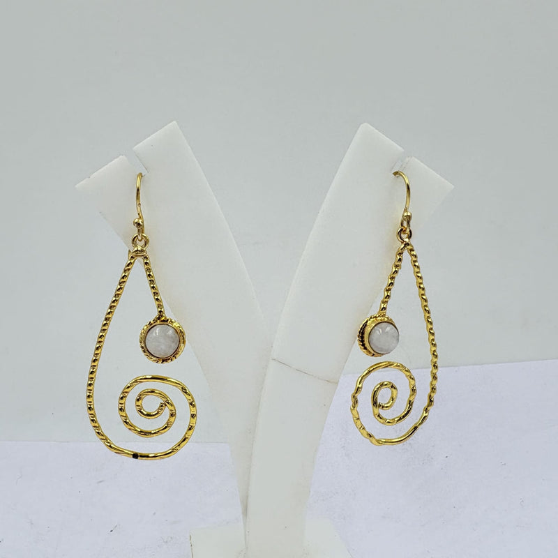 White Rainbow Spiral Drop Earrings – Handcrafted Charm